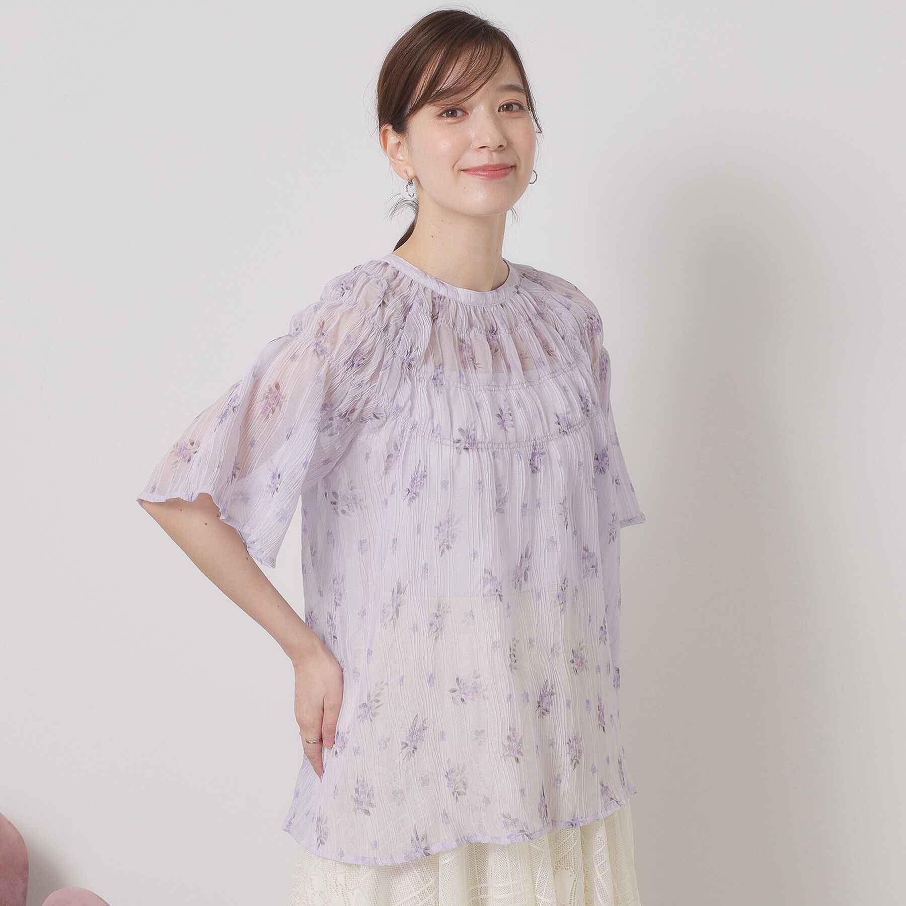 ITS&rsquo;DEMO「【手洗い可】花柄楊柳ブラウス」|シャツ・ブラウス|