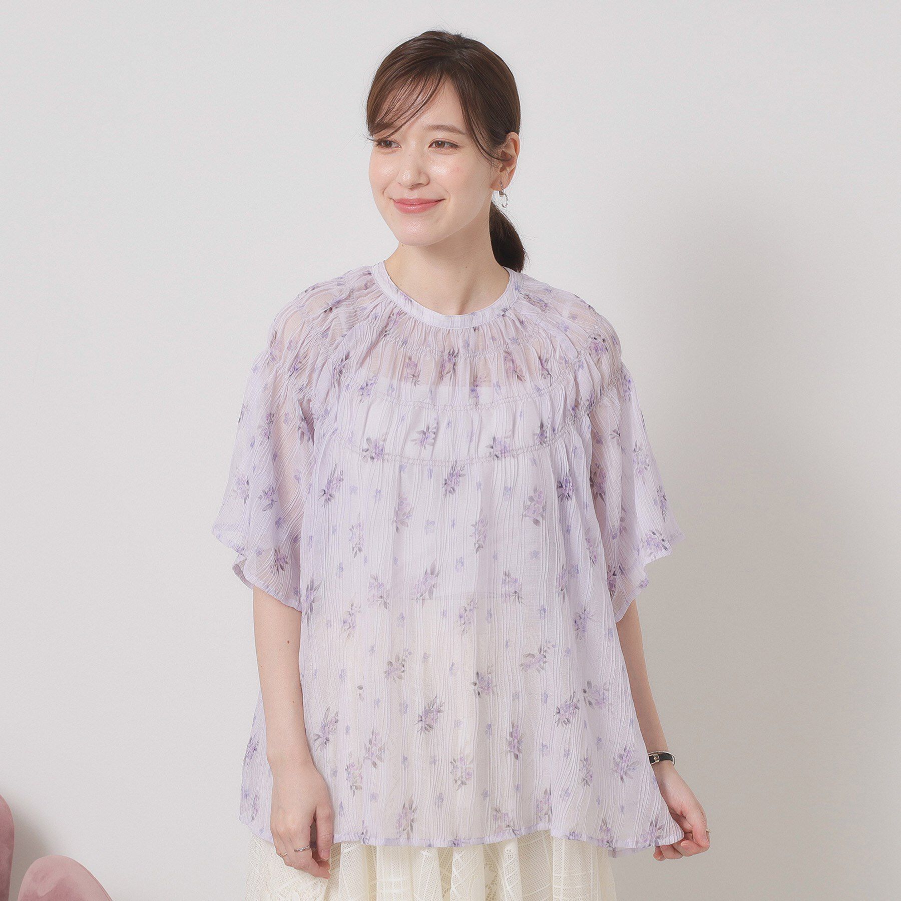 ITS&rsquo;DEMO「【手洗い可】花柄楊柳ブラウス」|シャツ・ブラウス|