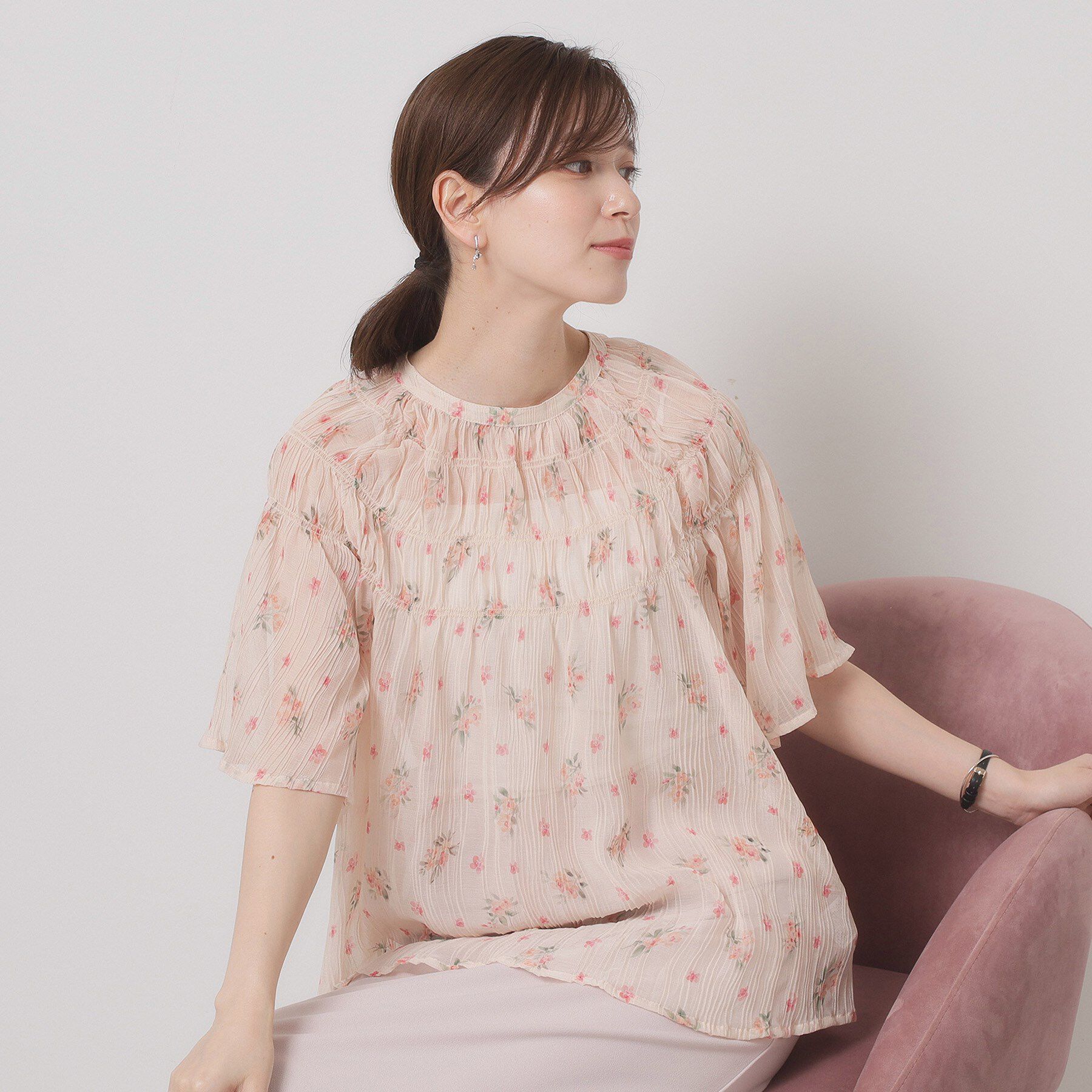 ITS&rsquo;DEMO「【手洗い可】花柄楊柳ブラウス」|シャツ・ブラウス|
