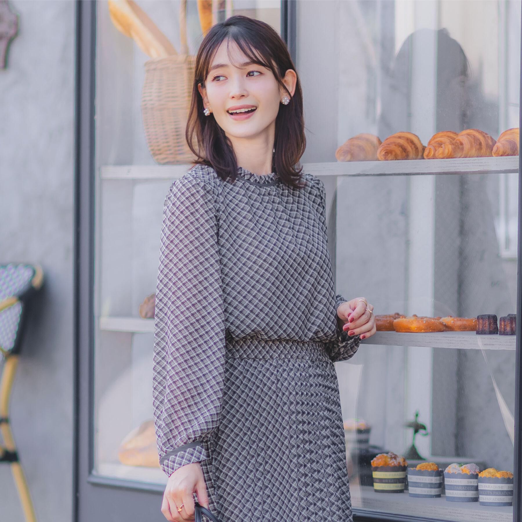 ITS&rsquo;DEMO「【手洗い可／セットアップ可】チェックスタンドフリルブラウス」|シャツ・ブラウス|