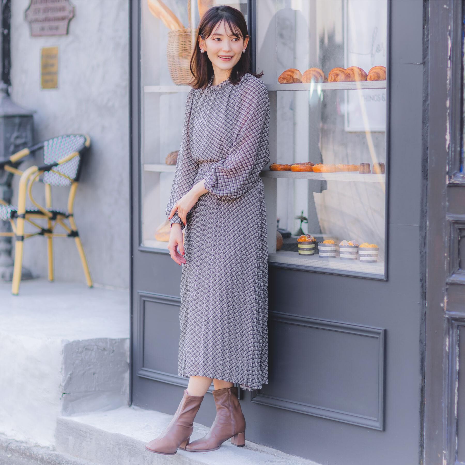 ITS&rsquo;DEMO「【手洗い可／セットアップ可】チェックスタンドフリルブラウス」|シャツ・ブラウス|