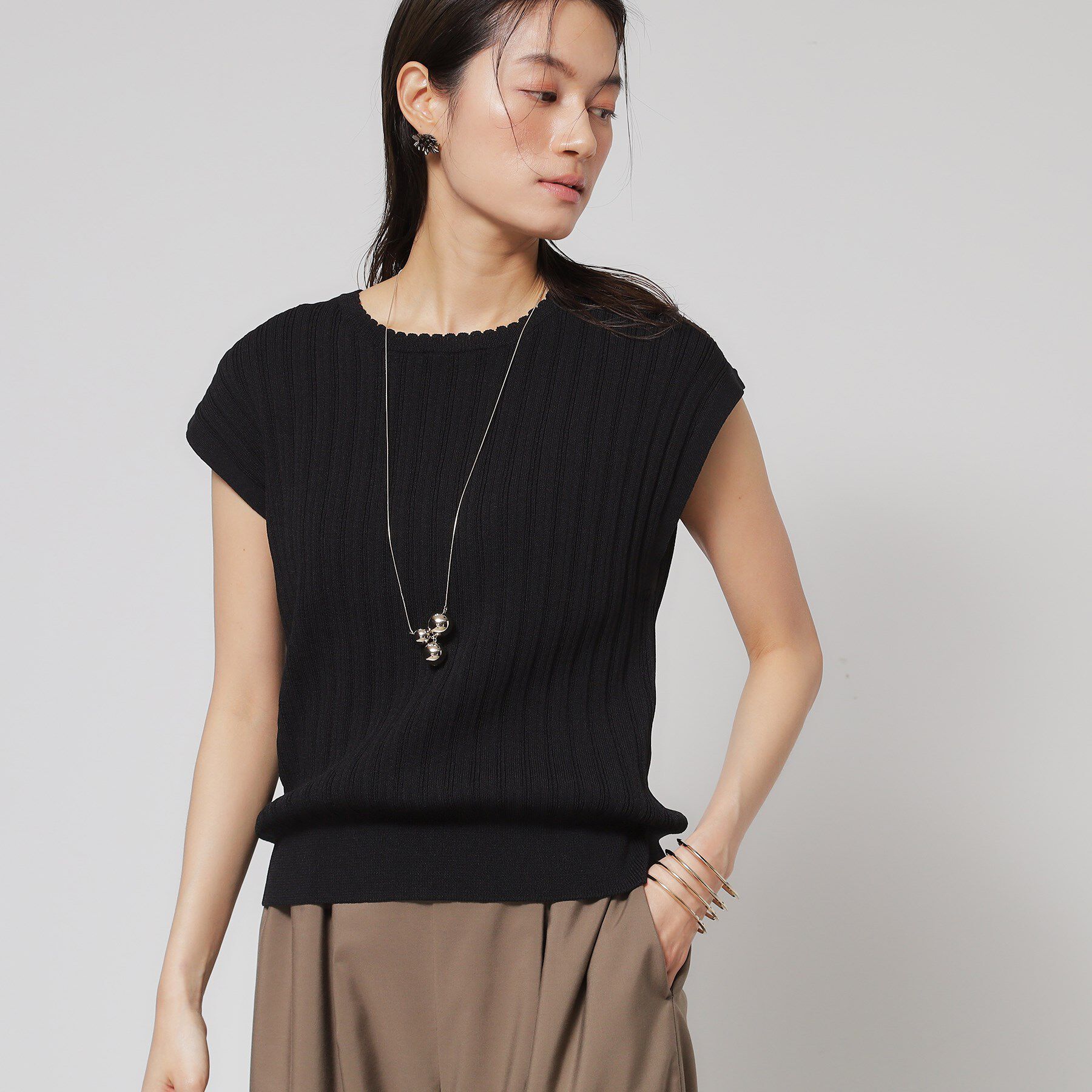 SunaUna「【レーシー＆リブ】アンサンブルニット」|カーディガン|