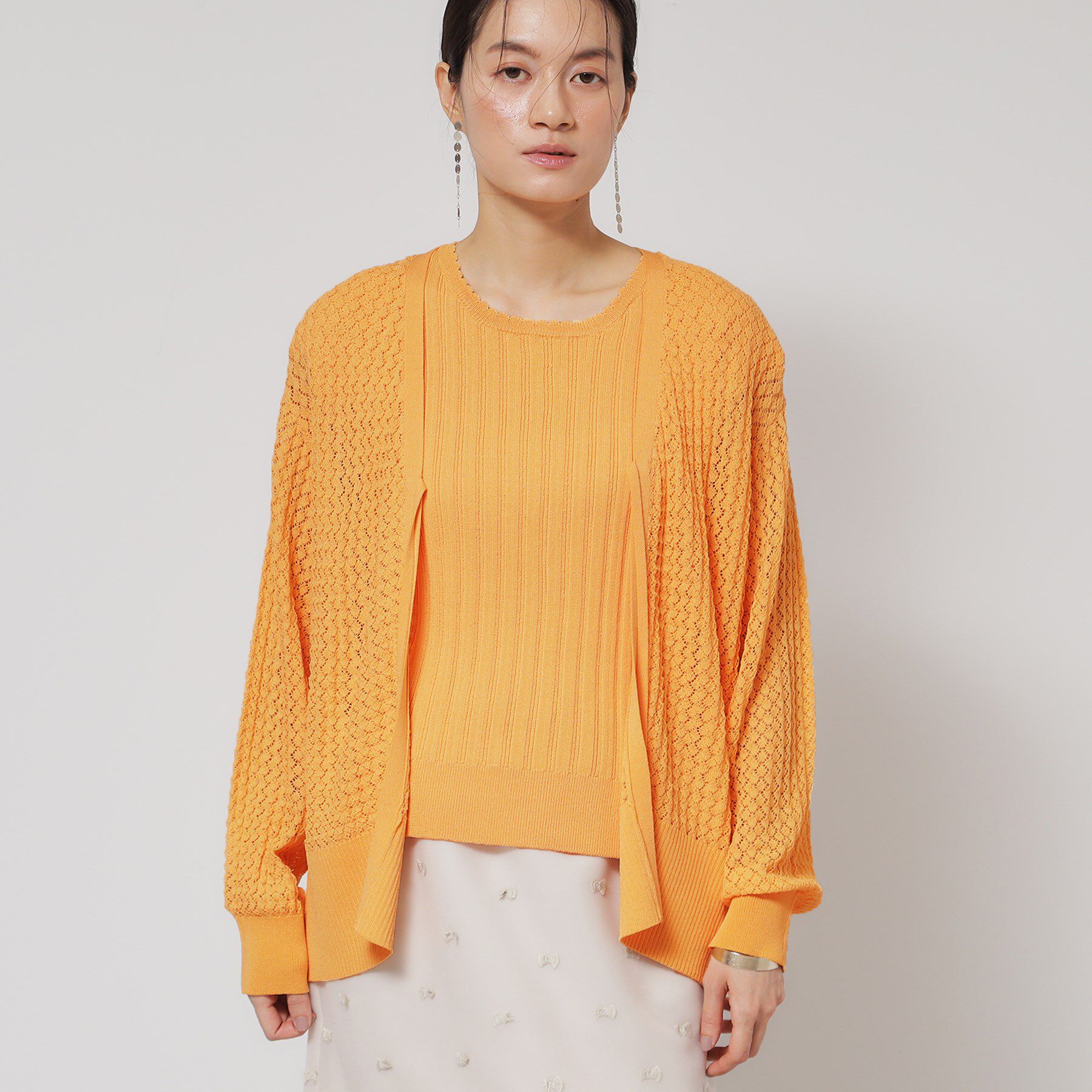 SunaUna「【レーシー＆リブ】アンサンブルニット」|カーディガン|