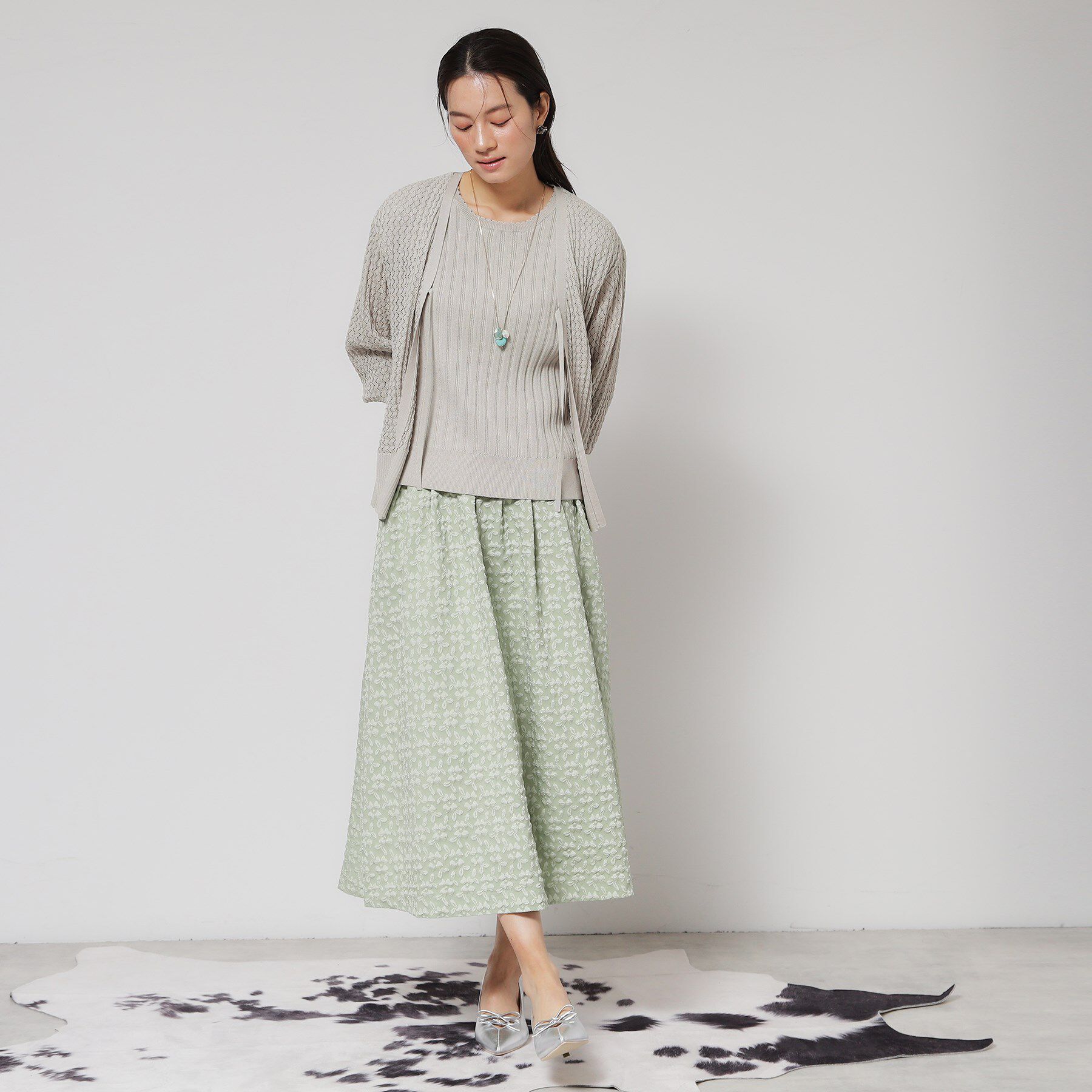 SunaUna「【レーシー＆リブ】アンサンブルニット」|カーディガン|