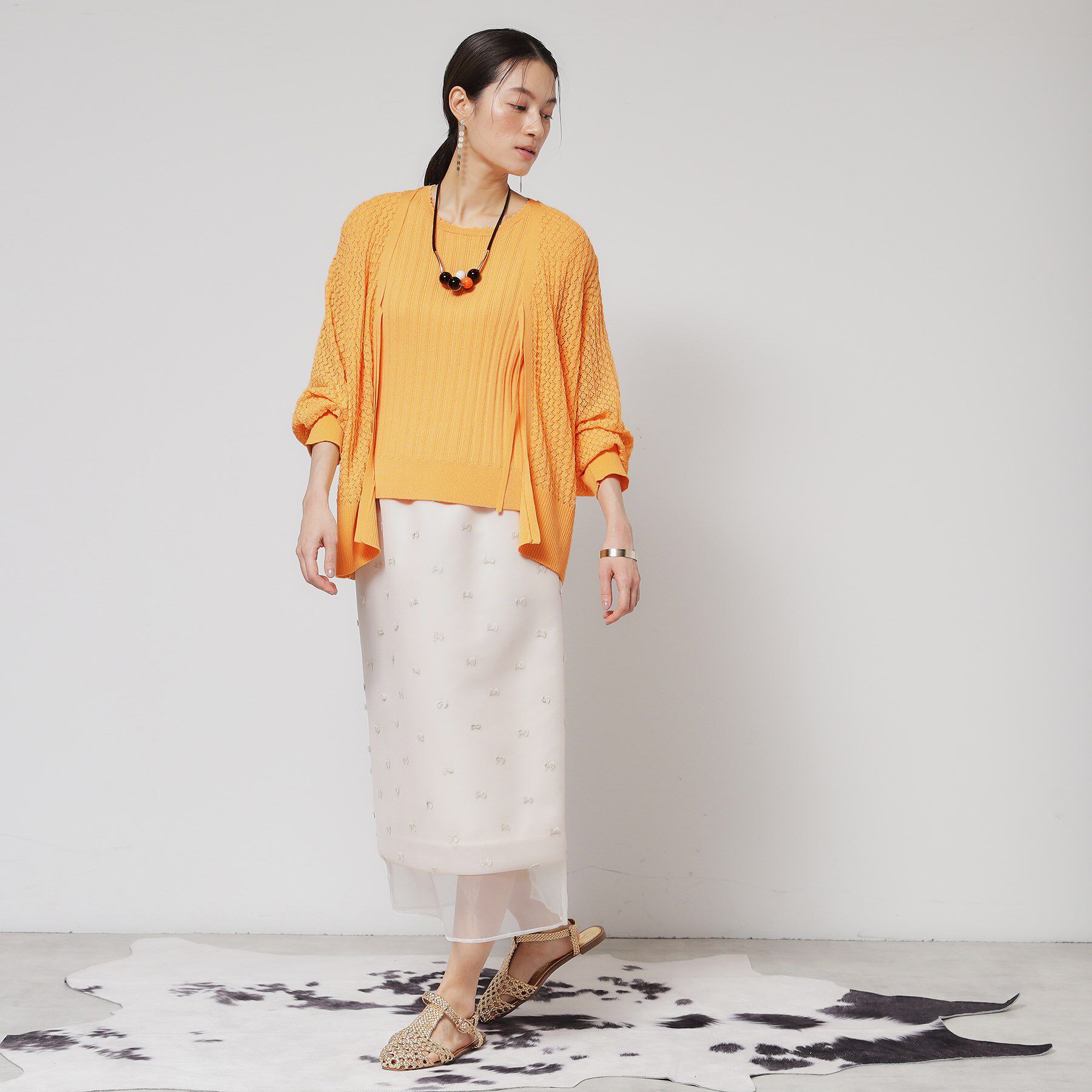 SunaUna「【レーシー＆リブ】アンサンブルニット」|カーディガン|