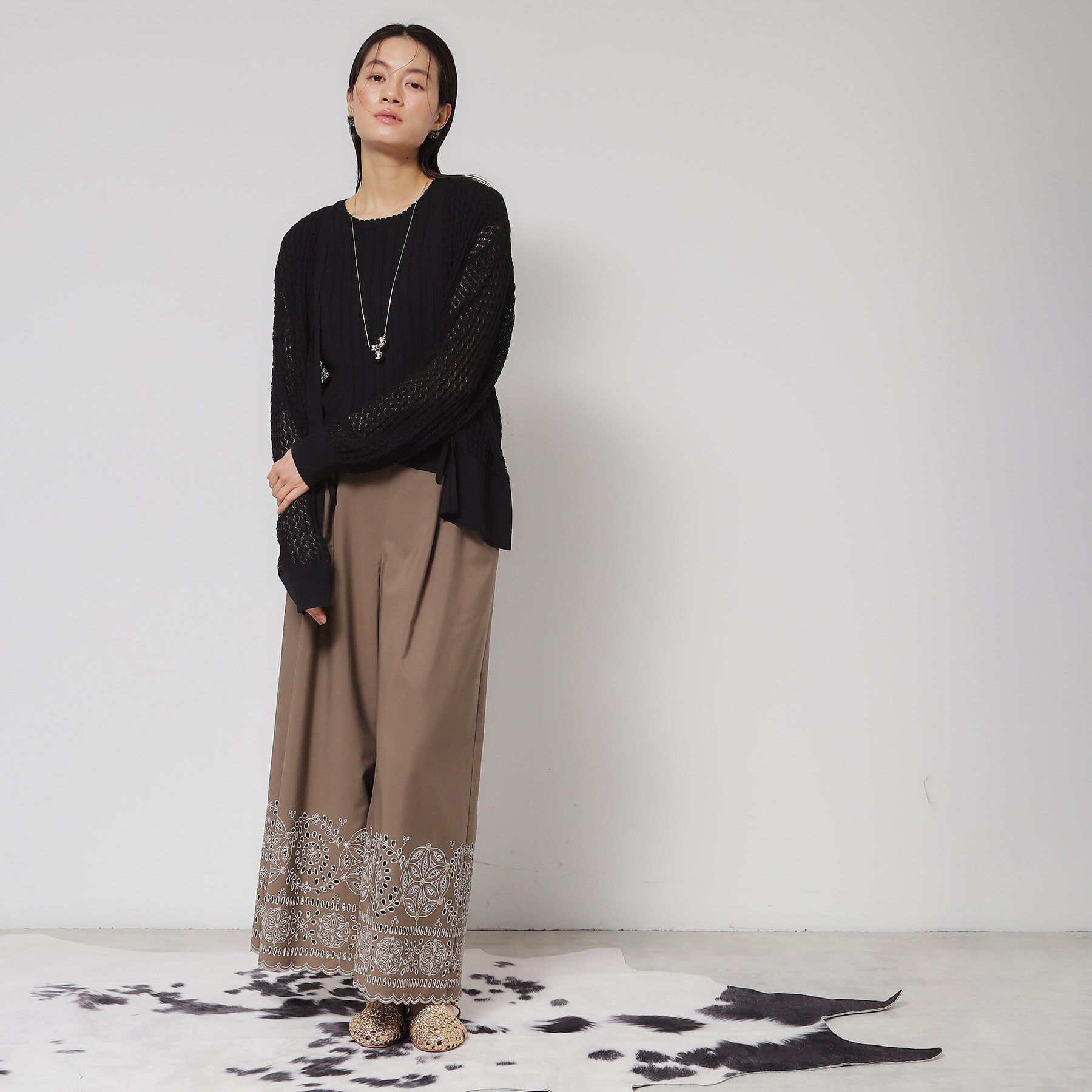 SunaUna「【レーシー＆リブ】アンサンブルニット」|カーディガン|