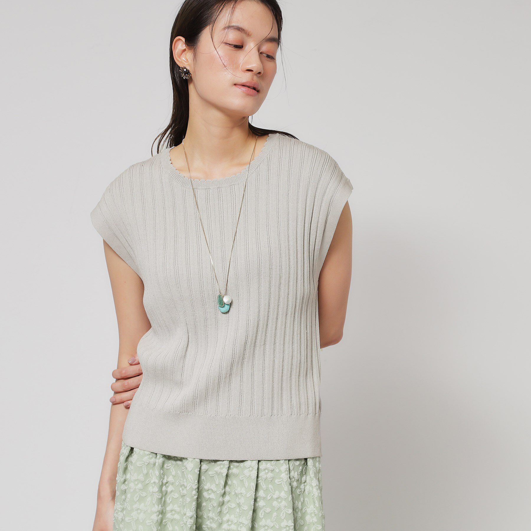 SunaUna「【レーシー＆リブ】アンサンブルニット」|カーディガン|