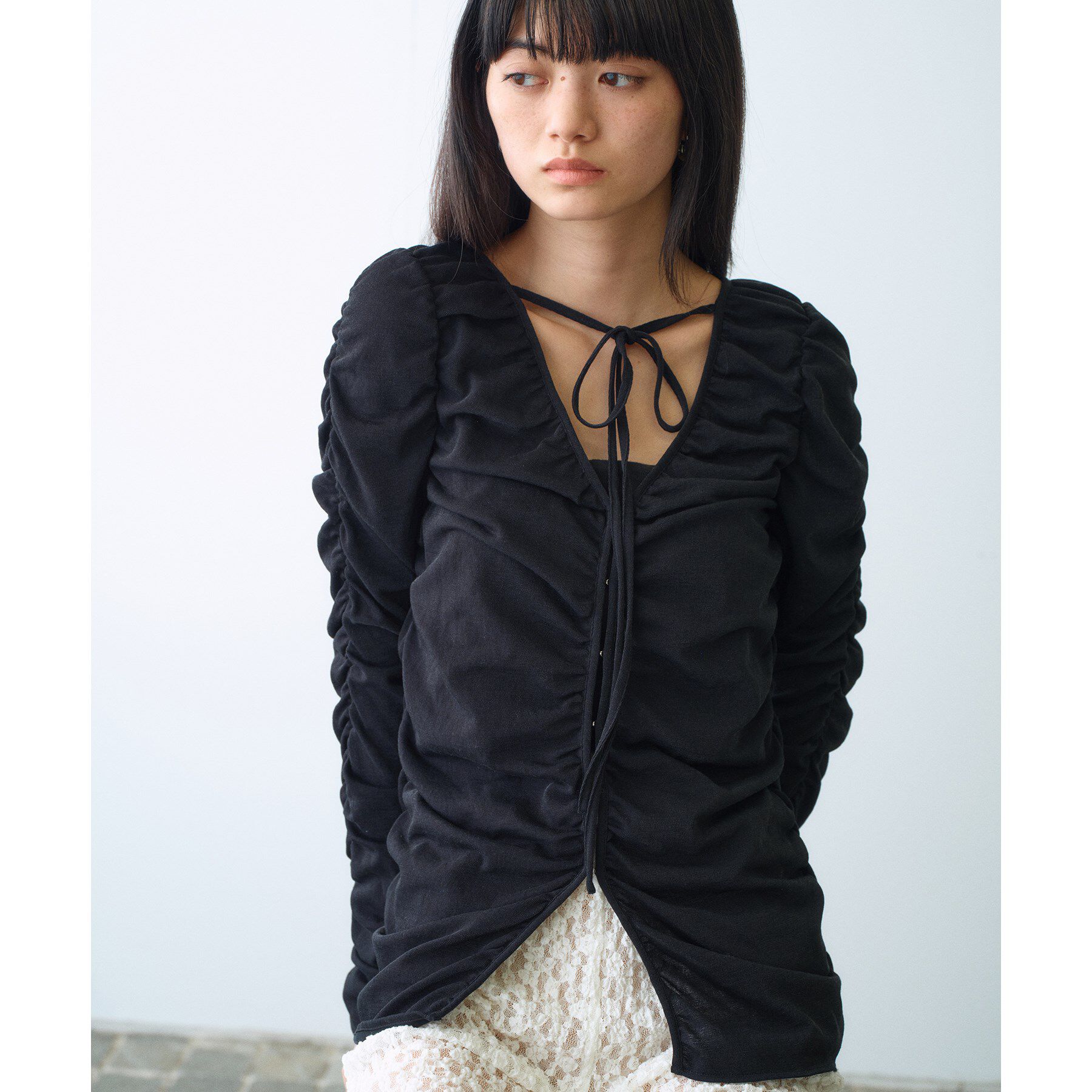 CODE A「sheer gather cardigan」|カーディガン|