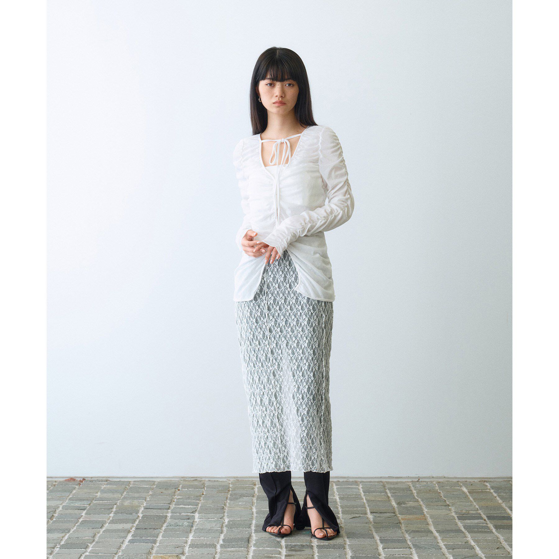 CODE A「sheer gather cardigan」|カーディガン|