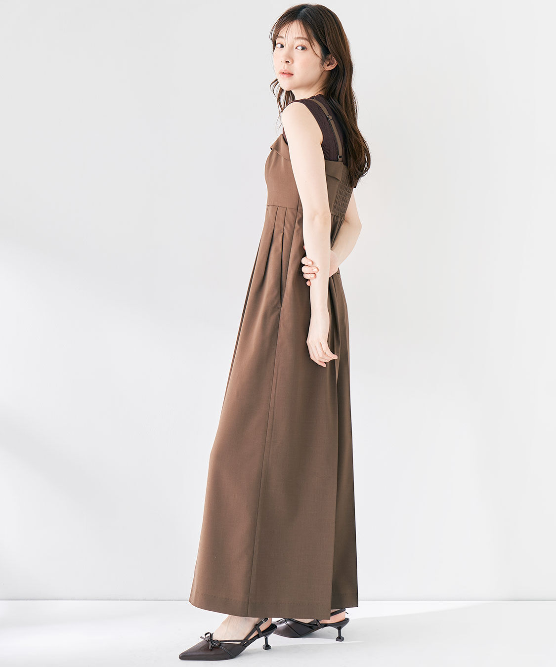 COCO DEAL「比翼デザインワイドサロペット」|オールインワン|