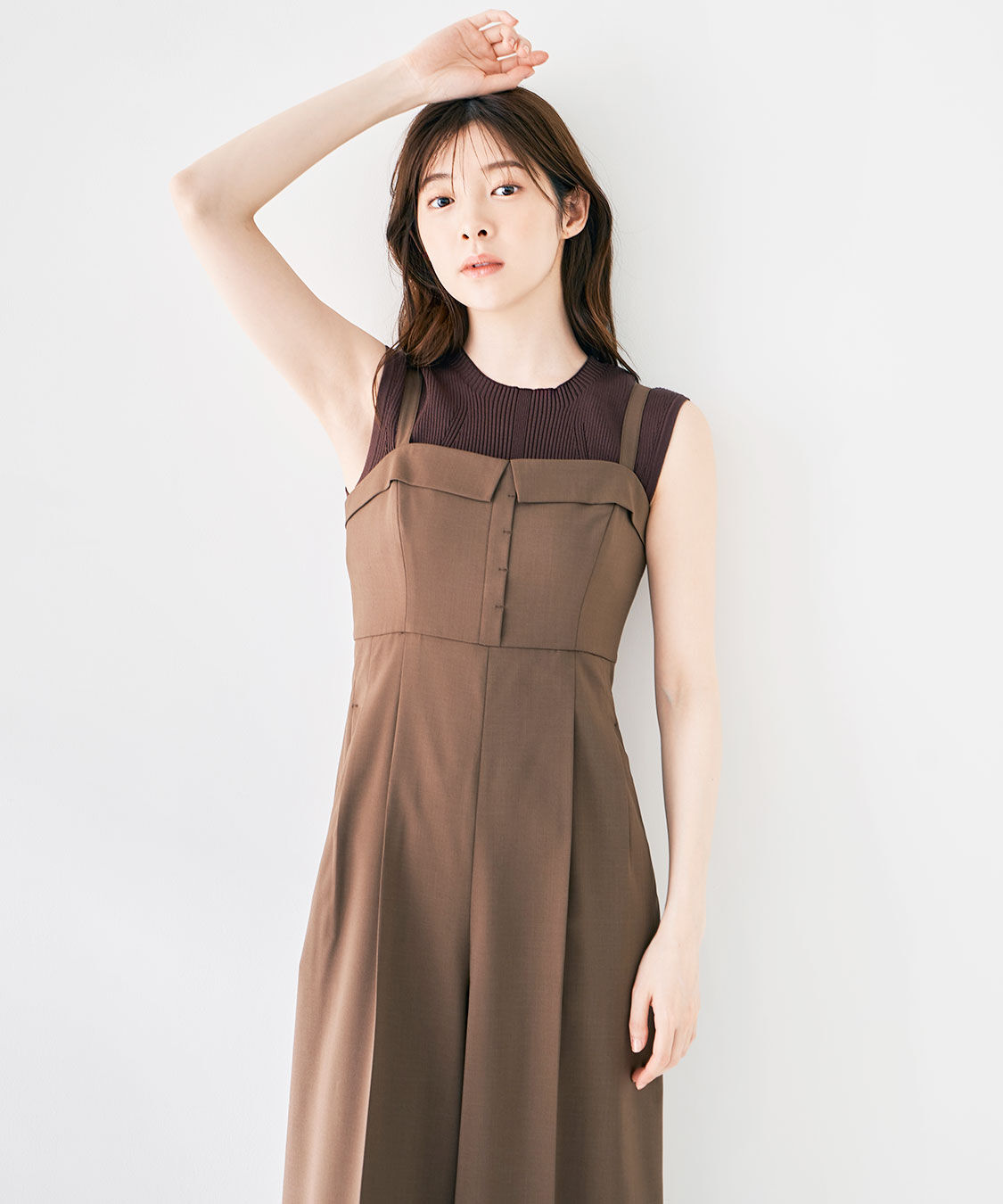 COCO DEAL「比翼デザインワイドサロペット」|オールインワン|