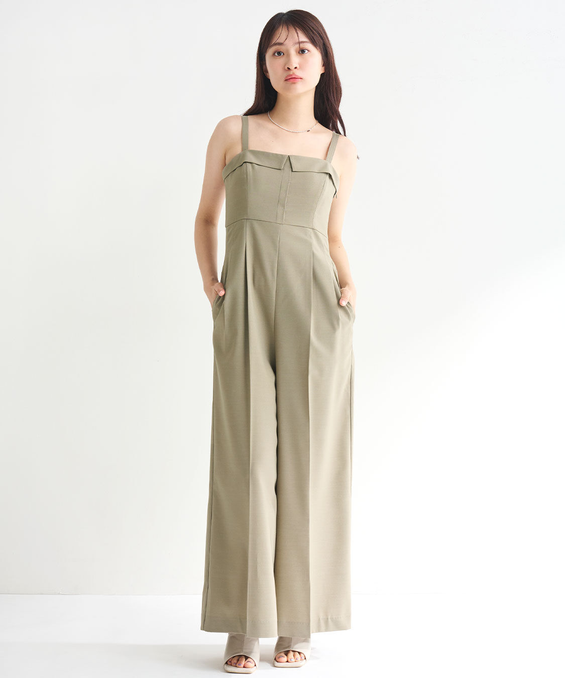 COCO DEAL「比翼デザインワイドサロペット」|オールインワン|