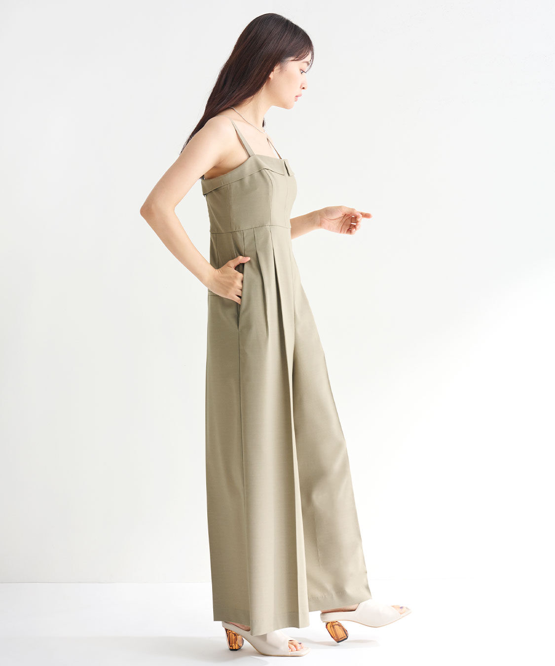 COCO DEAL「比翼デザインワイドサロペット」|オールインワン|