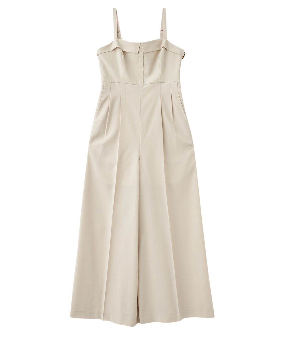 COCO DEAL「比翼デザインワイドサロペット」|オールインワン|ライトベージュ