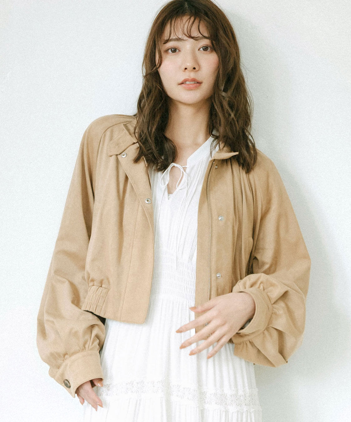 COCO DEAL「ギャザーボリュームスウェードブルゾン」|ブルゾン・スタジャン|