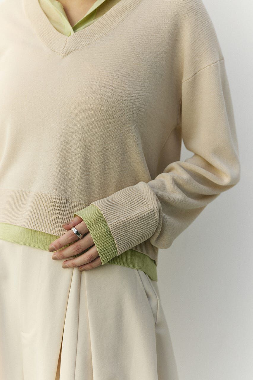 STYLEMIXER「レイヤードポロニットトップ」|ニット・セーター|