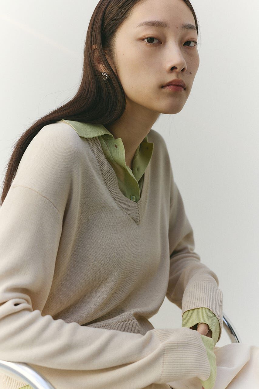 STYLEMIXER「レイヤードポロニットトップ」|ニット・セーター|