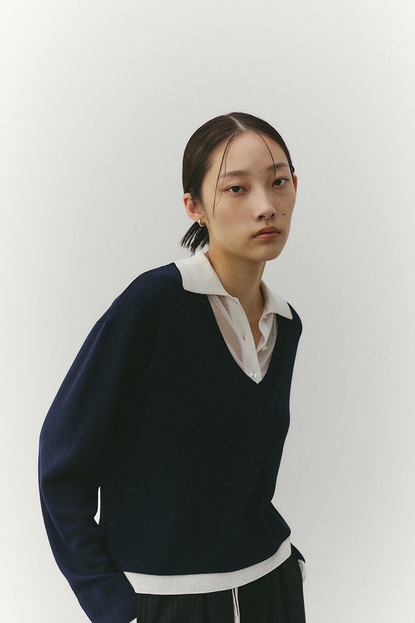 STYLEMIXER「レイヤードポロニットトップ」|ニット・セーター|