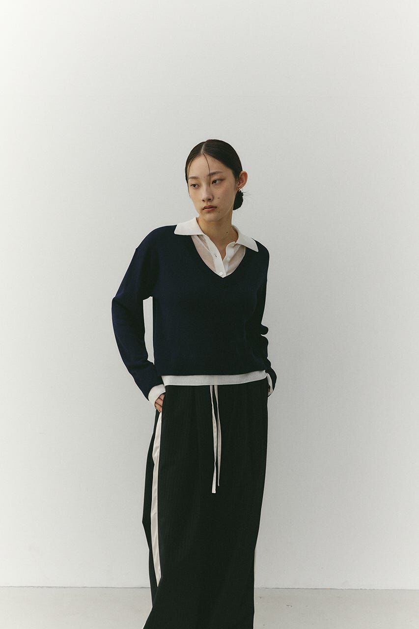 STYLEMIXER「レイヤードポロニットトップ」|ニット・セーター|