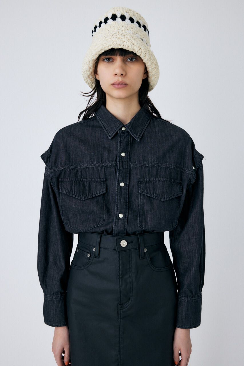 MOUSSY「CUT OUT DENIM シャツ」|Tシャツ・カットソー|