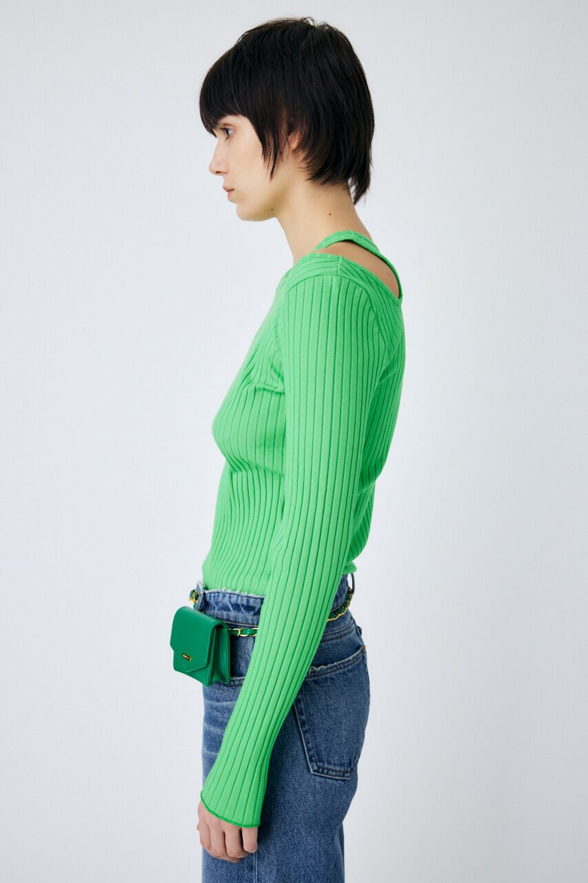 MOUSSY「CUT OUT RIB トップス」|Tシャツ・カットソー|