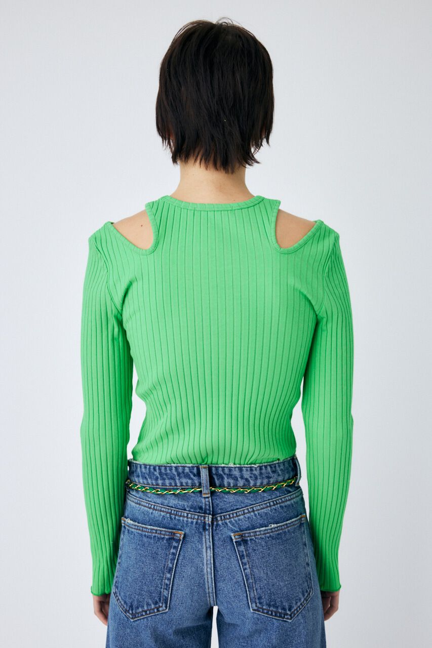MOUSSY「CUT OUT RIB トップス」|Tシャツ・カットソー|