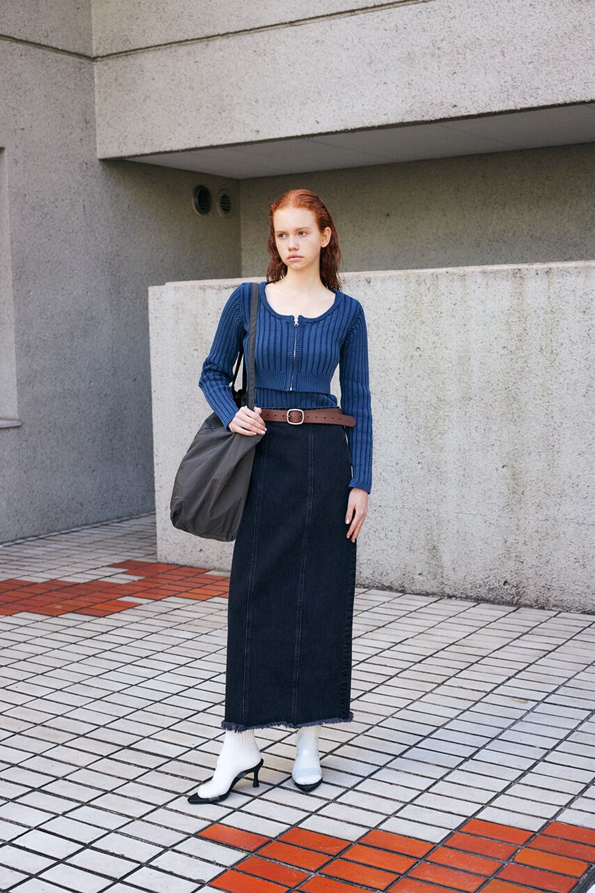 MOUSSY「STONE WASH ZIP UP ニットカーディガン」|カーディガン|