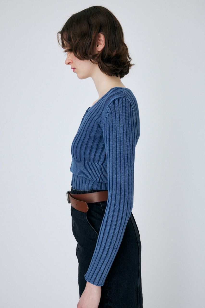 MOUSSY「STONE WASH ZIP UP ニットカーディガン」|カーディガン|