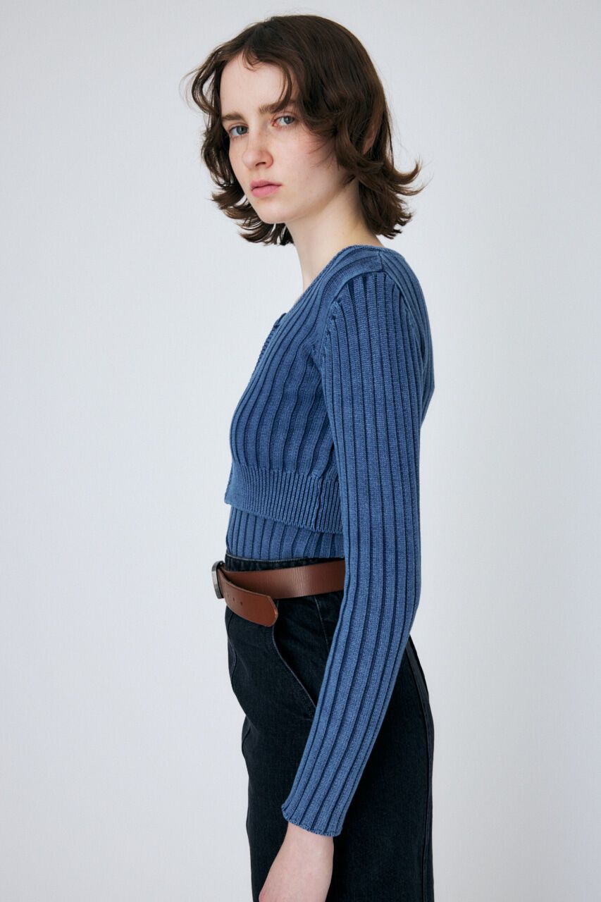 MOUSSY「STONE WASH ZIP UP ニットカーディガン」|カーディガン|