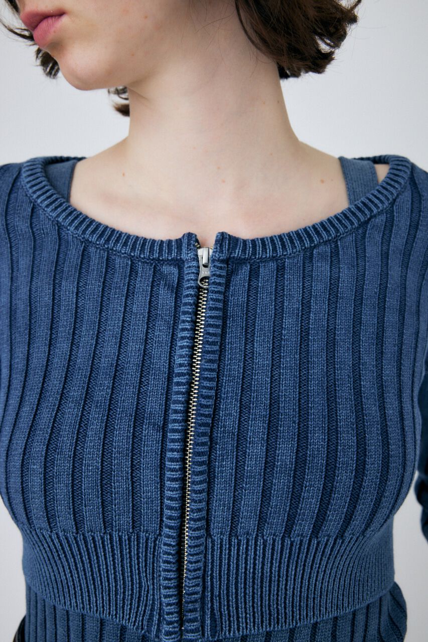 MOUSSY「STONE WASH ZIP UP ニットカーディガン」|カーディガン|