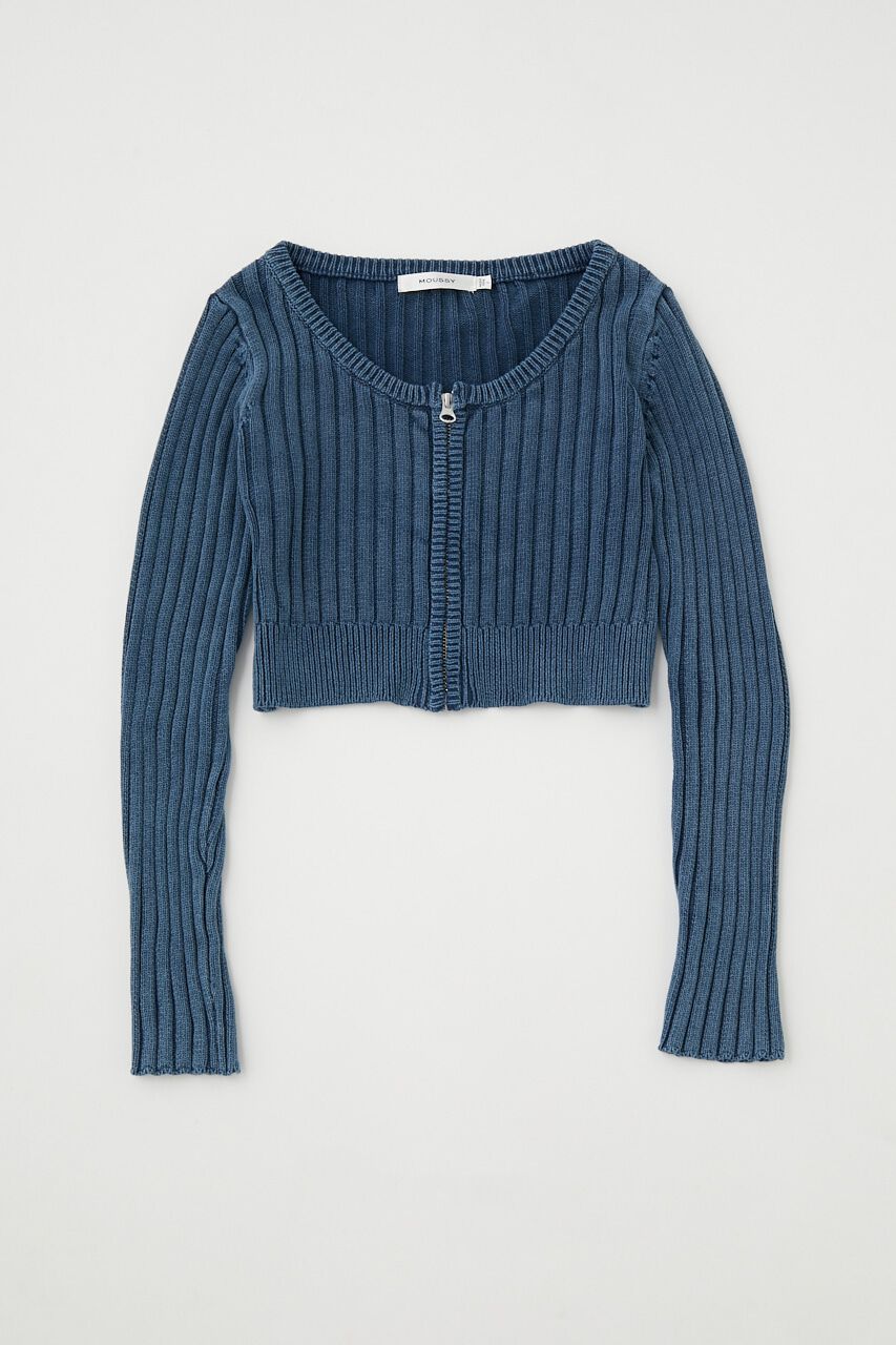 MOUSSY「STONE WASH ZIP UP ニットカーディガン」|カーディガン|