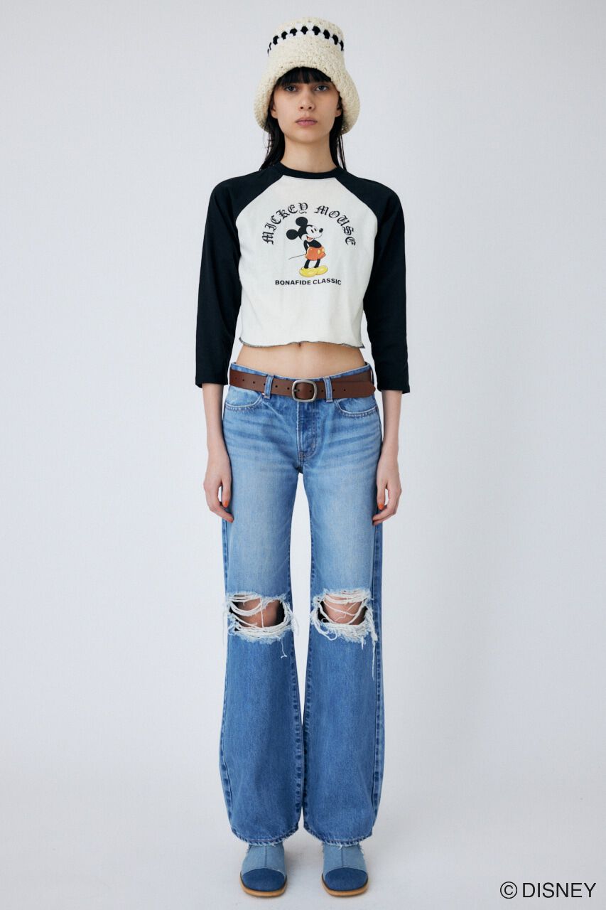 MOUSSY「LOW RISE WIDE FLARE」|デニム|BLU