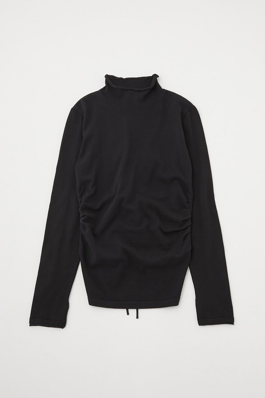 MOUSSY「BACK OPEN TUCK トップス」|ニット・セーター|BLK