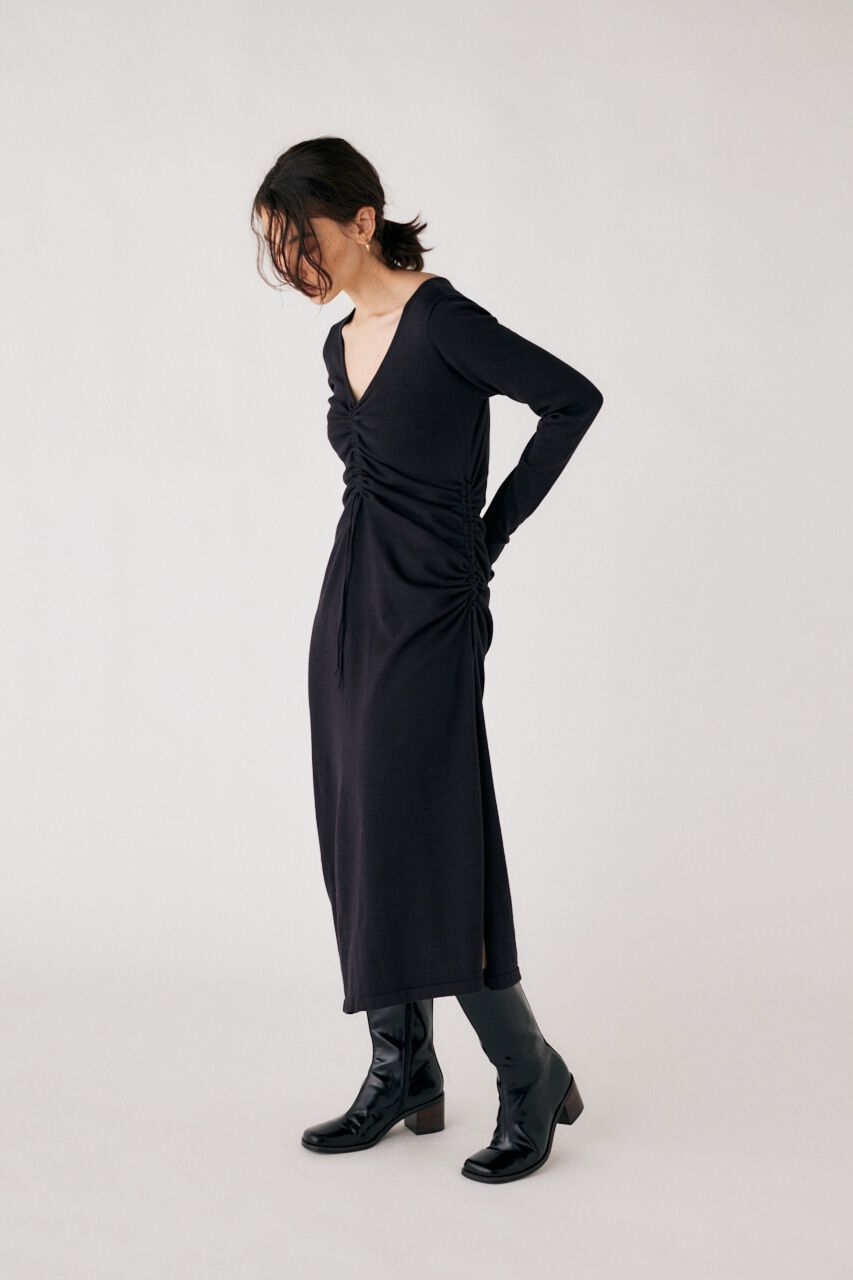 MOUSSY「TUCK KNIT ドレス」|ワンピース|BLK