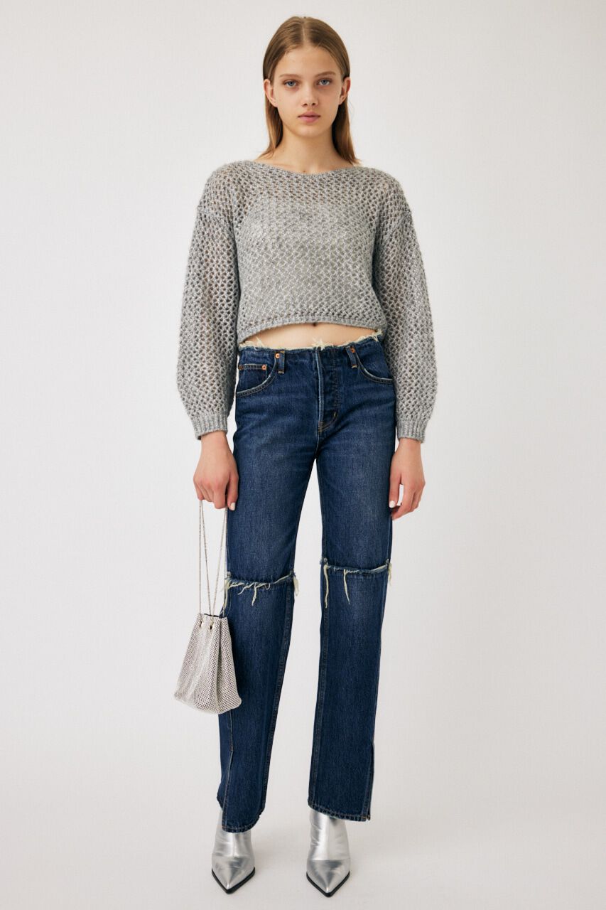 MOUSSY「LOW WAIST SLIT STRAIGHT」|デニム|D/BLU3