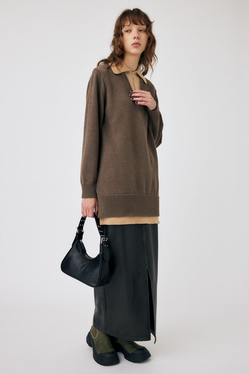 MOUSSY「LAYERED HALF ZIP ミニドレス」|ワンピース|