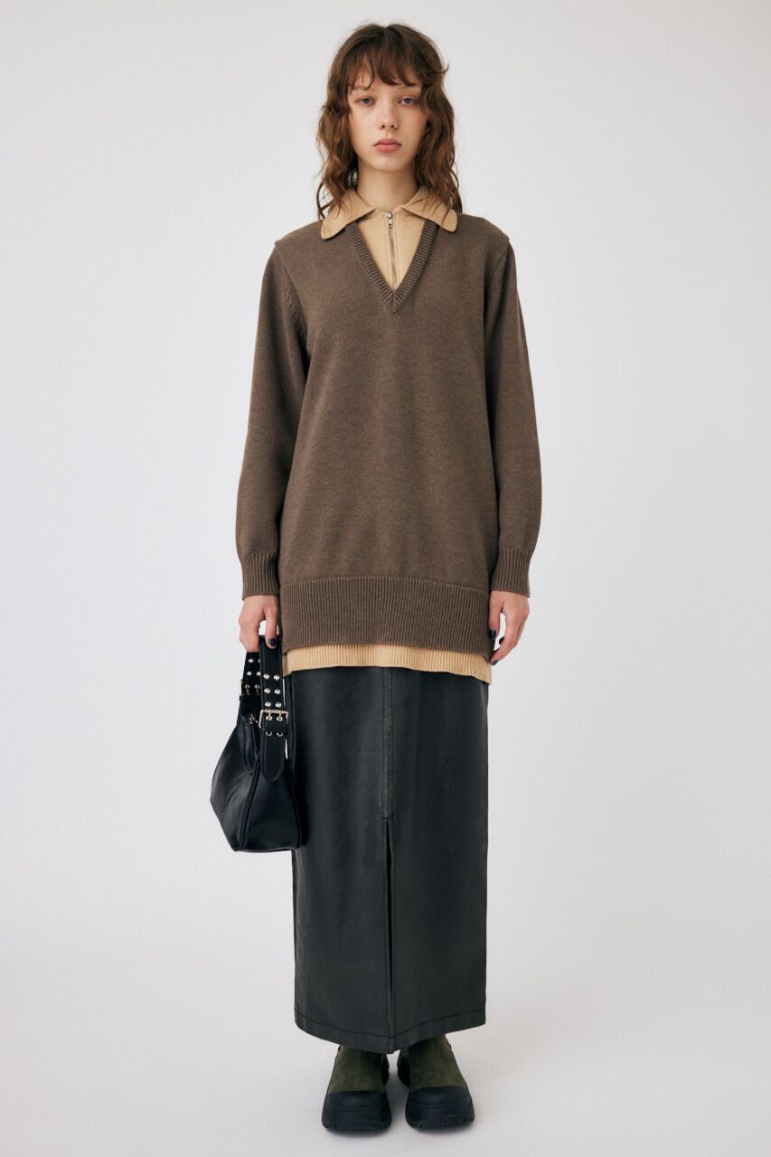 MOUSSY「LAYERED HALF ZIP ミニドレス」|ワンピース|