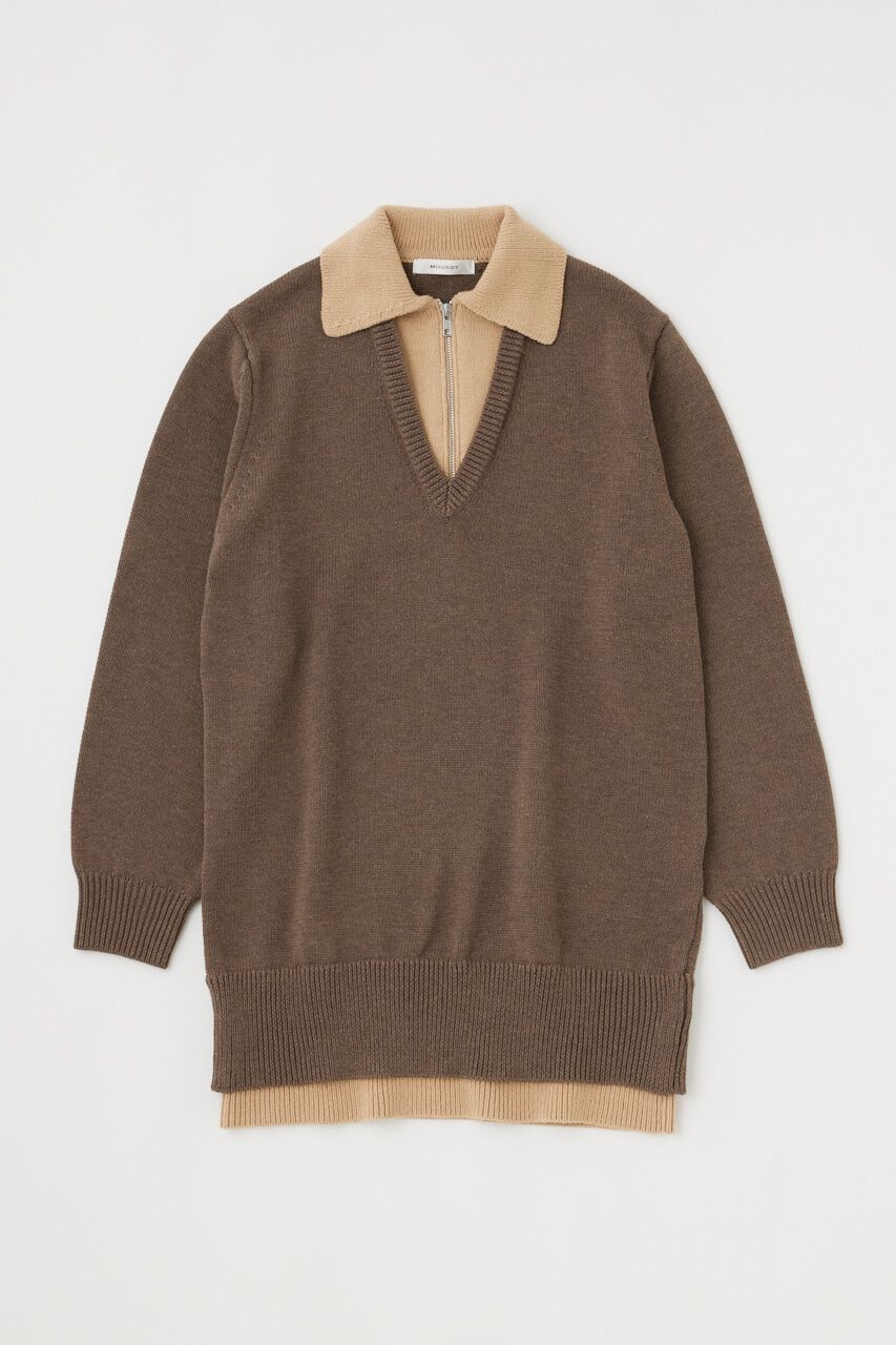 MOUSSY「LAYERED HALF ZIP ミニドレス」|ワンピース|