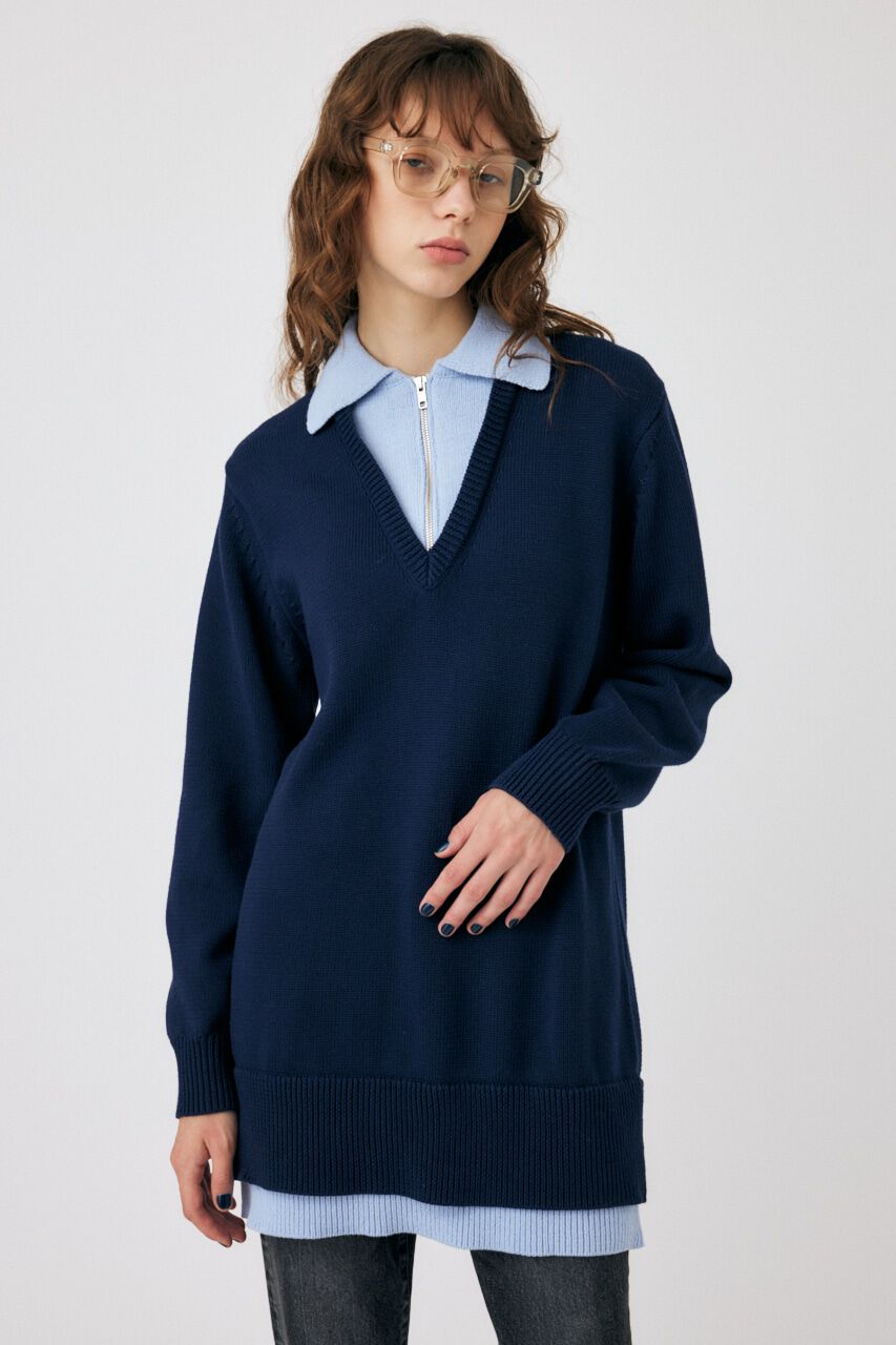 MOUSSY「LAYERED HALF ZIP ミニドレス」|ワンピース|