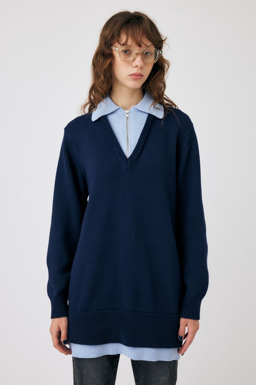 MOUSSY「LAYERED HALF ZIP ミニドレス」|ワンピース|