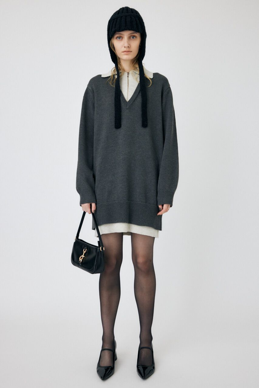 MOUSSY「LAYERED HALF ZIP ミニドレス」|ワンピース|T.GRY