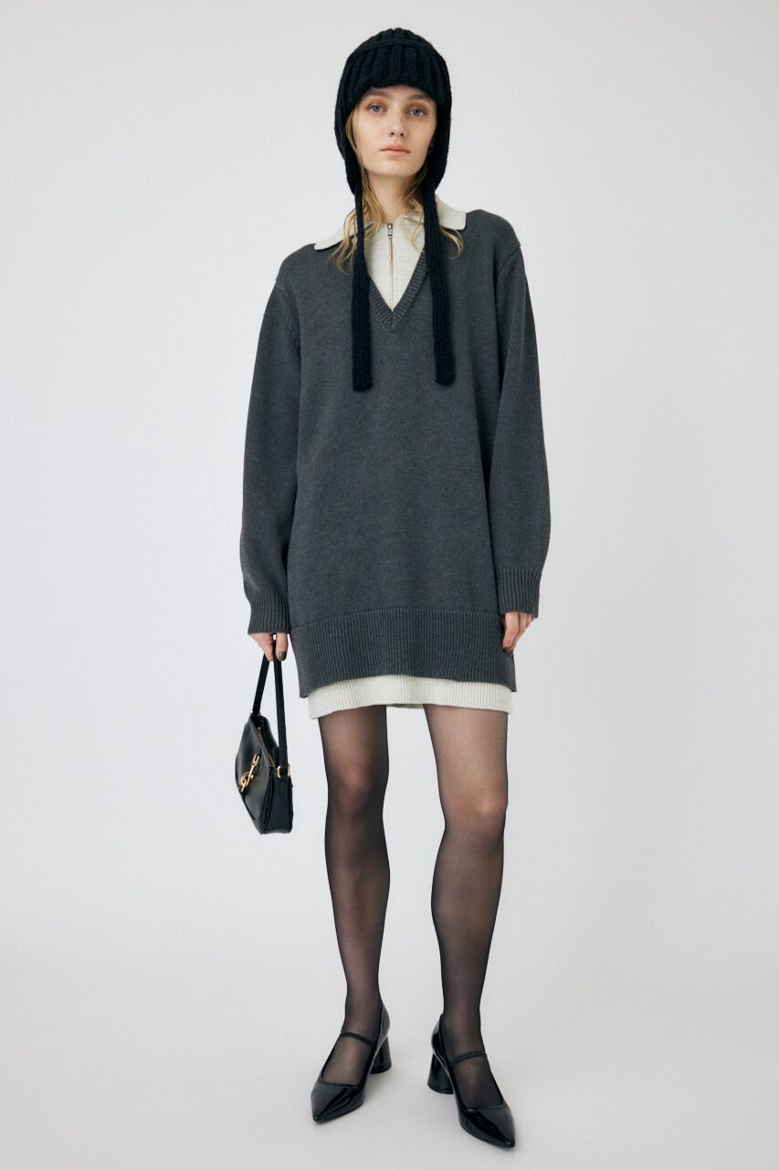 MOUSSY「LAYERED HALF ZIP ミニドレス」|ワンピース|