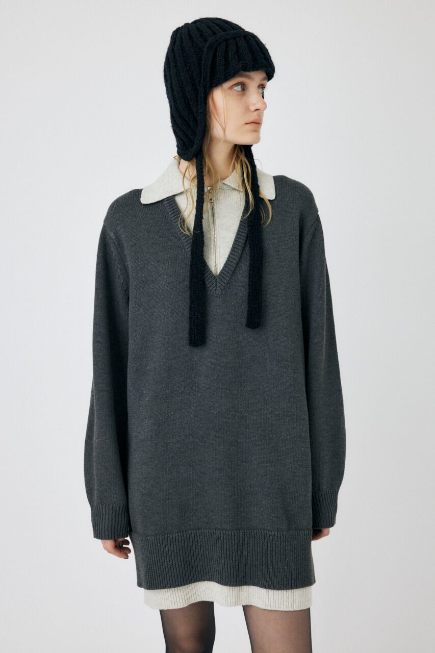 MOUSSY「LAYERED HALF ZIP ミニドレス」|ワンピース|