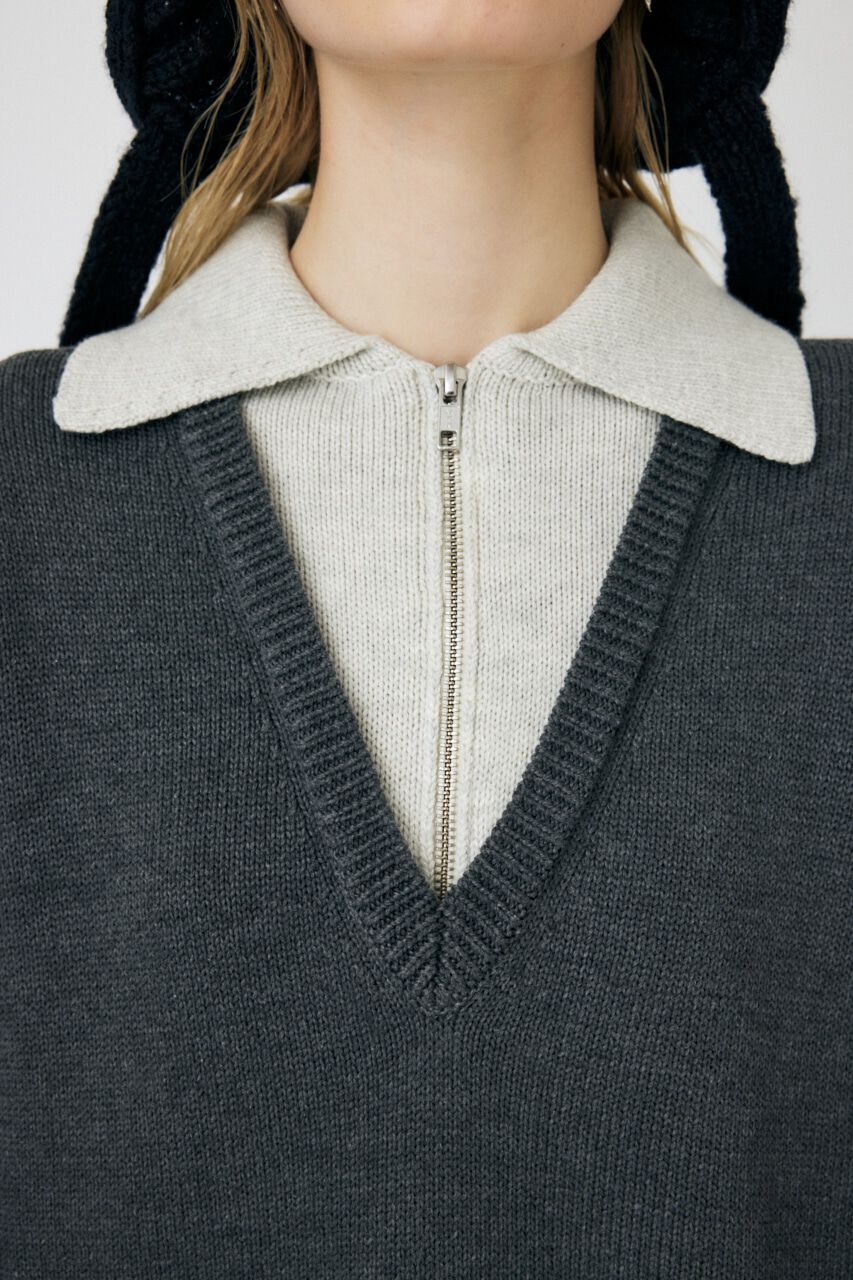 MOUSSY「LAYERED HALF ZIP ミニドレス」|ワンピース|