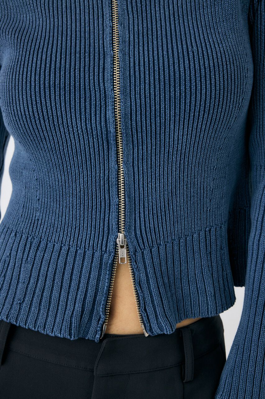 MOUSSY「BIG COLLAR ZIP UP ニットトップス」|ニット・セーター|