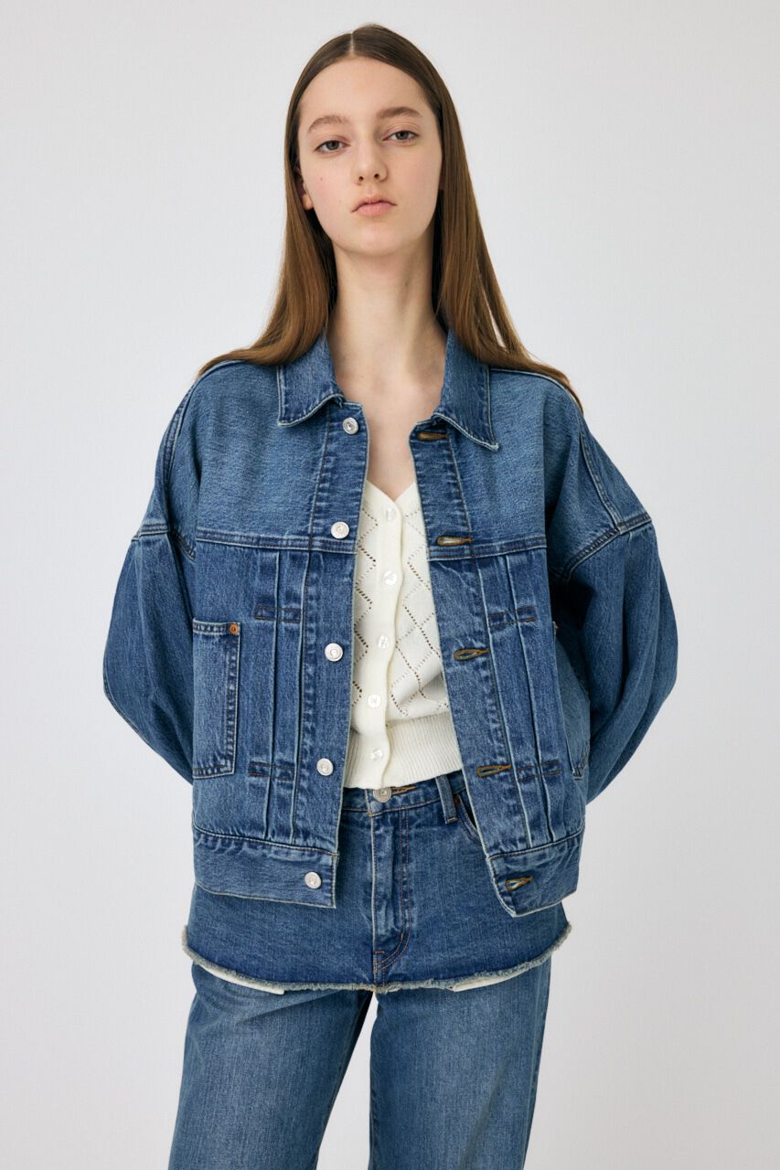 MOUSSY「TUCK SLEEVE デニムジャケット」|デニムジャケット|BLU
