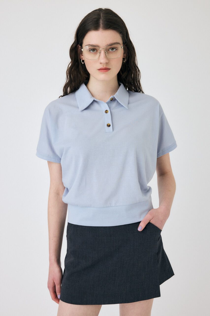 MOUSSY「SHEER LOOSE ポロ TEE」|Tシャツ・カットソー|L/BLU1