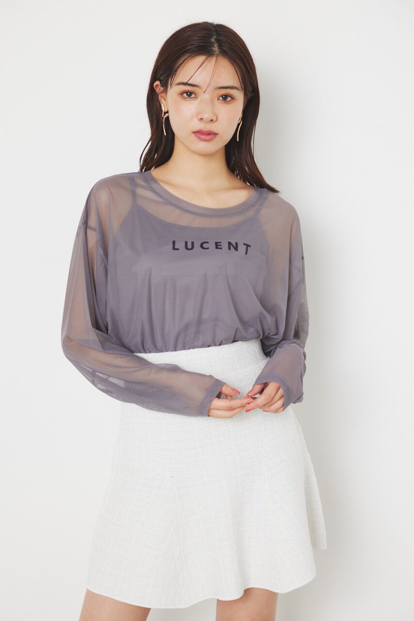 rienda「メッセージチュールロンT/SH」|Tシャツ・カットソー|GRY