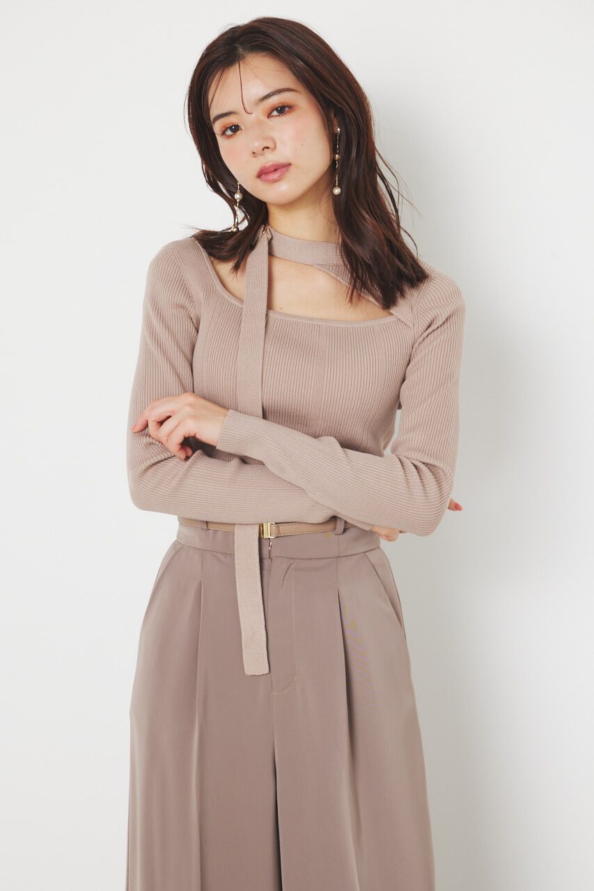 rienda「チョーカーデザインKnit TOP」|ニット・セーター|BEG