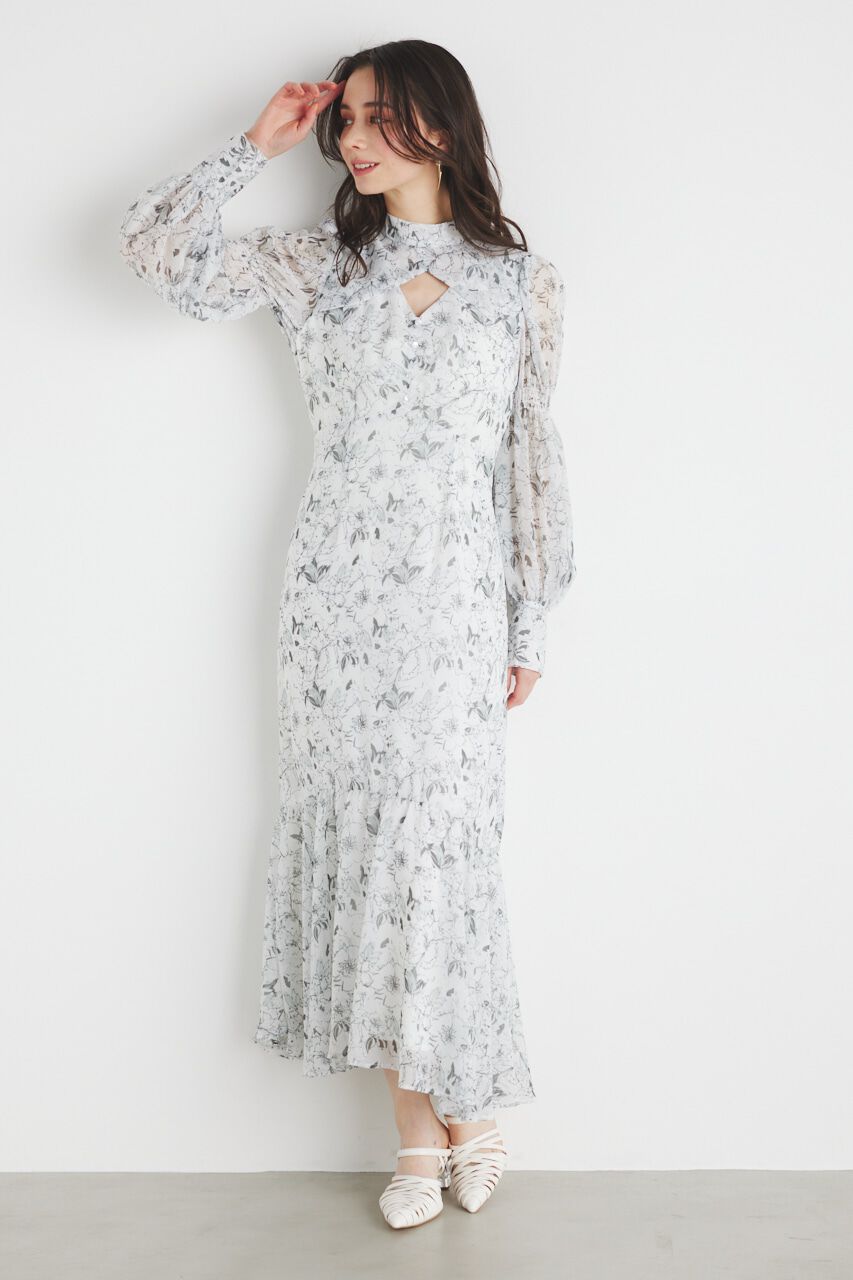 rienda「H/WレイヤードカットマーメイドOP」|ワンピース|柄WHT5